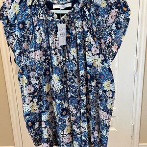 Ann Taylor LOFT Women's Top, Size L, Floral, cap sleeves